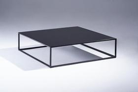 Mesa de Centro Quadrada 97cm Preta 100% MDF Base em Metal Mesa de Centro Quadrada 97cm Preta 100% MDF Base em Metal