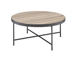 Mesa de Centro Redonda Acme Bage con Tapa de Madera y Base de Metal Mesa de Centro Redonda Acme Bage con Tapa de Madera y Base de Metal