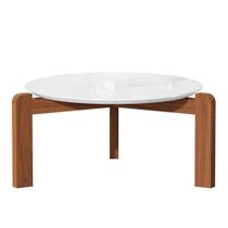 Mesa De Centro Redonda Grande Madeira Estilo Orgânica Para Sala