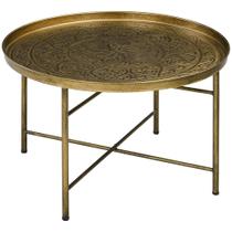 Mesa de Centro Redonda HOMCOM 61 cm con Tapa Martillada