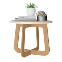 Mesa de Centro Redonda Jasmin Off white e Carvalho Mesa de Centro Redonda Jasmin Off white e Carvalho