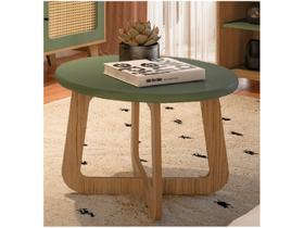 Mesa de Centro Redonda Jasmin Verde Menta e Carvalho