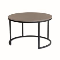 Mesa de Centro redonda Kira 63cm - Preto com tampo Cinza Gianduia