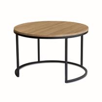 Mesa de Centro redonda Kira 63cm - Preto com tampo Truffel