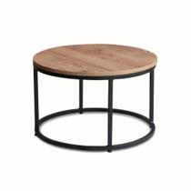 Mesa de Centro redonda Kira Preto com tampo Antiqua Mesa de Centro redonda Kira Preto com tampo Antiqua