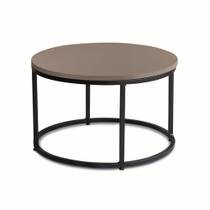 Mesa de Centro redonda Kira Preto com tampo Cinza Gianduia Mesa de Centro redonda Kira Preto com tampo Cinza Gianduia