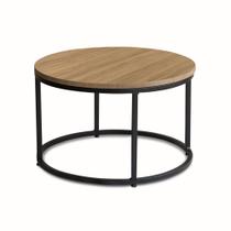 Mesa de Centro redonda Kira Preto com tampo Truffel Mesa de Centro redonda Kira Preto com tampo Truffel
