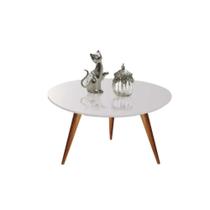 Mesa De Centro Redonda Laqueada Com Vidro Colado Pé Palito 60cm Off White Mesa De Centro Redonda Laqueada Com Vidro Colado Pé Palito 60cm Off White
