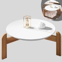 Mesa de centro redonda lizz 3 pés madeira maciça branco