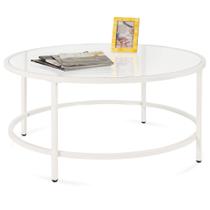 Mesa de centro redonda moderna con tapa de vidrio de 90 cm Best Choice Products
