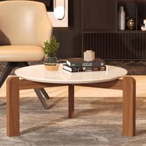Mesa de Centro Redonda Moderna em MDF com Pés em Eucalipto Cor:Branco Mesa de Centro Redonda Moderna em MDF com Pés em Eucalipto Cor:Branco