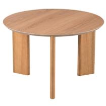 Mesa de Centro Redonda Orgânica Chanfrada Artesano 60 cm (Larg) MDP Hanover (Mel) Pés Madeira Maciça