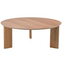 Mesa de Centro Redonda Orgânica Chanfrada Artesano 80 cm (Larg) MDP Hanover (Mel) Pés Madeira Maciça