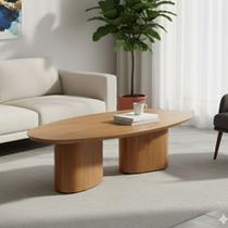 Mesa de Centro Redonda para Sala de Estar 120x32cm Ecos Base Madeira Maciça Mel