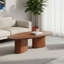 Mesa de Centro Redonda para Sala de Estar 120x35cm Ecos Base Madeira Maciça Imbuia