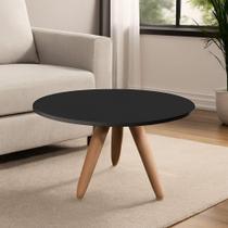 Mesa De Centro Redonda Para Sala Pé De Madeira Retrô Camila B04 - D'rossi Preto Mesa De Centro Redonda Para Sala Pé De Madeira Retrô Camila B04 - D'rossi Preto