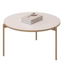 Mesa de Centro Redonda Para Sala Pé Metal Nala D04 Off White - Mpozenato