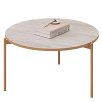 Mesa de Centro Redonda Para Sala Pé Metal Nala D04 Quartzo - Mpozenato