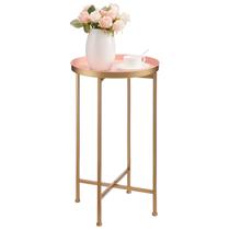 Mesa de Centro Redonda Pequeña de Metal HollyHOME 37x64 cm Rosa