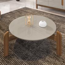 Mesa de Centro Redonda Pés em Madeira Maciça Lizz