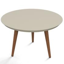 Mesa de Centro Redonda Pés Madeira Luna 590 Off White - Patrimar Móveis Mesa de Centro Redonda Pés Madeira Luna 590 Off White - Patrimar Móveis