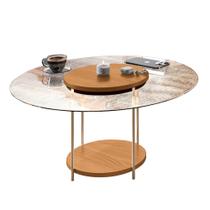 Mesa de Centro Redonda Tampo de Vidro Mindy H01 Cinamomo - Mpozenato