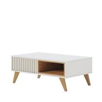Mesa de Centro René Ripada Retrô Off White/ Freijó Mesa de Centro René Ripada Retrô Off White/ Freijó