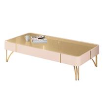 Mesa de Centro Rennes Decorativa MDP/MDF Pés de Aço Off White/Champagne G26 - Gran Belo