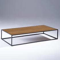 Mesa de Centro Retangular 130cm Pés em Metal Preto 100% MDF