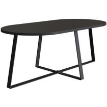 Mesa de Centro Retangular Artesano 90 cm (largura) em MDP Preto Estrutura Metálica em Aço Preto