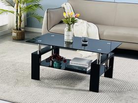 Mesa de centro retangular Btrpily com tampo de vidro 100 x 60 x 44 cm Mesa de centro retangular Btrpily com tampo de vidro 100 x 60 x 44 cm