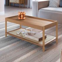 Mesa de Centro Retangular c/ Prateleira 93cm Pés em Madeira