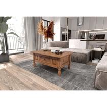 Mesa de Centro Retangular com 1 Gaveta em Madeira Maciça