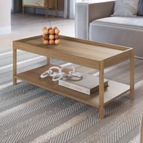 Mesa de Centro Retangular com Prateleira 93cm X 38cm Pé Madeira Oslo Marrom Hanover Mesa de Centro Retangular com Prateleira 93cm X 38cm Pé Madeira Oslo Marrom Hanover