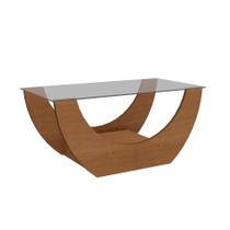 Mesa de Centro Retangular com Tampo de Vidro Onda Cinamomo