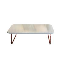 Mesa de Centro Retangular com Tampo de Vidro Roma Off White e Rosê Gold