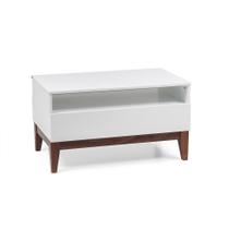 Mesa de Centro Retangular Fresh 1 Gaveta Branca e Imbuia Mesa de Centro Retangular Fresh 1 Gaveta Branca e Imbuia