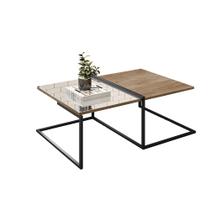 Mesa de Centro Retangular madeira Decorativa com Espelho Aurora