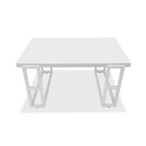 Mesa De Centro Retangular Para Sala Brienz Branco e Branco