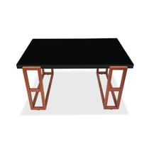 Mesa De Centro Retangular Para Sala Brienz Cobre e Preto