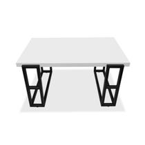 Mesa De Centro Retangular Para Sala Brienz Preto e Branco