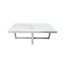 Mesa de Centro Retangular Paris Industrial Branco com MDF