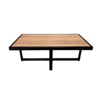 Mesa de Centro Retangular Paris Industrial Preto com MDF