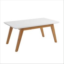 Mesa de Centro Retangular Sala de Estar Prism Branco Acetinado - Patrimar Móveis