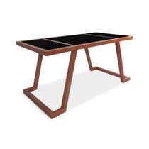 Mesa De Centro Retangular Sala Mdf Coimbra Cobre e Preto