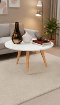 Mesa de Centro Retrô Tampo MDF Branco 53cm Mesa de Centro Retrô Tampo MDF Branco 53cm
