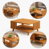 Mesa De Centro Ripada Açaí Nature Com Madeira - Marrom