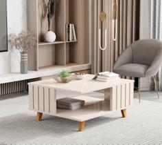 Mesa De Centro Ripada Baixa Sala Robusta Com Pé Madeira Mesa De Centro Ripada Baixa Sala Robusta Com Pé Madeira