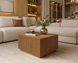 Mesa de Centro Ripada MDF 60x40x40 Moderna Elegante para Sala de Estar Mesa de Centro Ripada MDF 60x40x40 Moderna Elegante para Sala de Estar