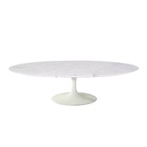 Mesa de Centro Saarinen 46cm Oval Carrara 120x80cm - Base Branca